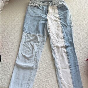 PacSun Two-Tone Blue and White Straight Leg Jeans